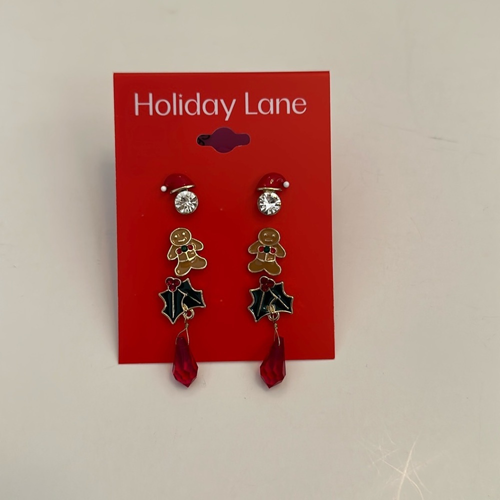 NWT holiday lane set of 3 Christmas ear studs. - Picture 2 of 3